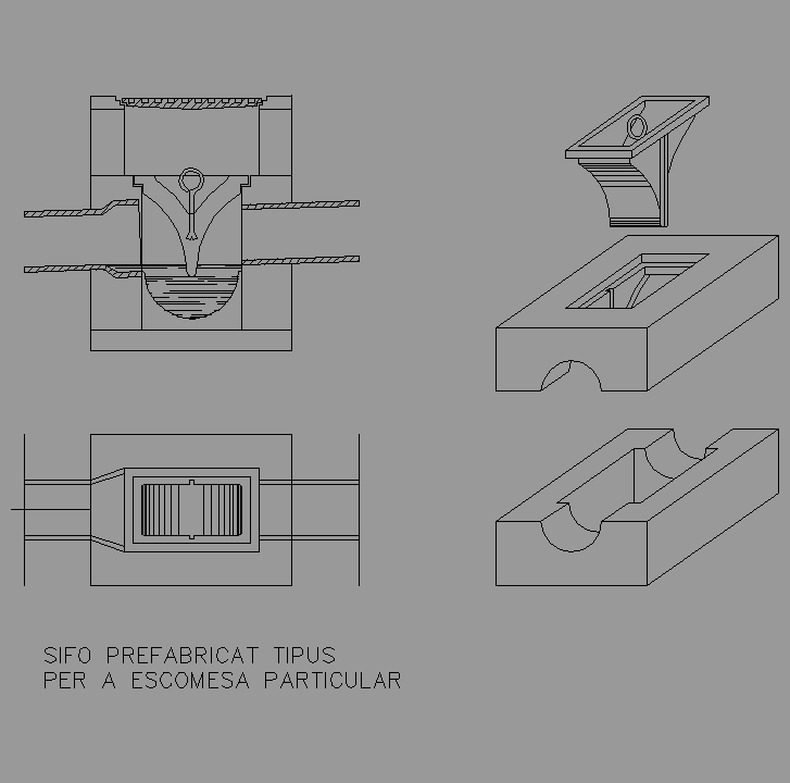Bloque Autocad Sifón prefabricado tipo para acometida particular